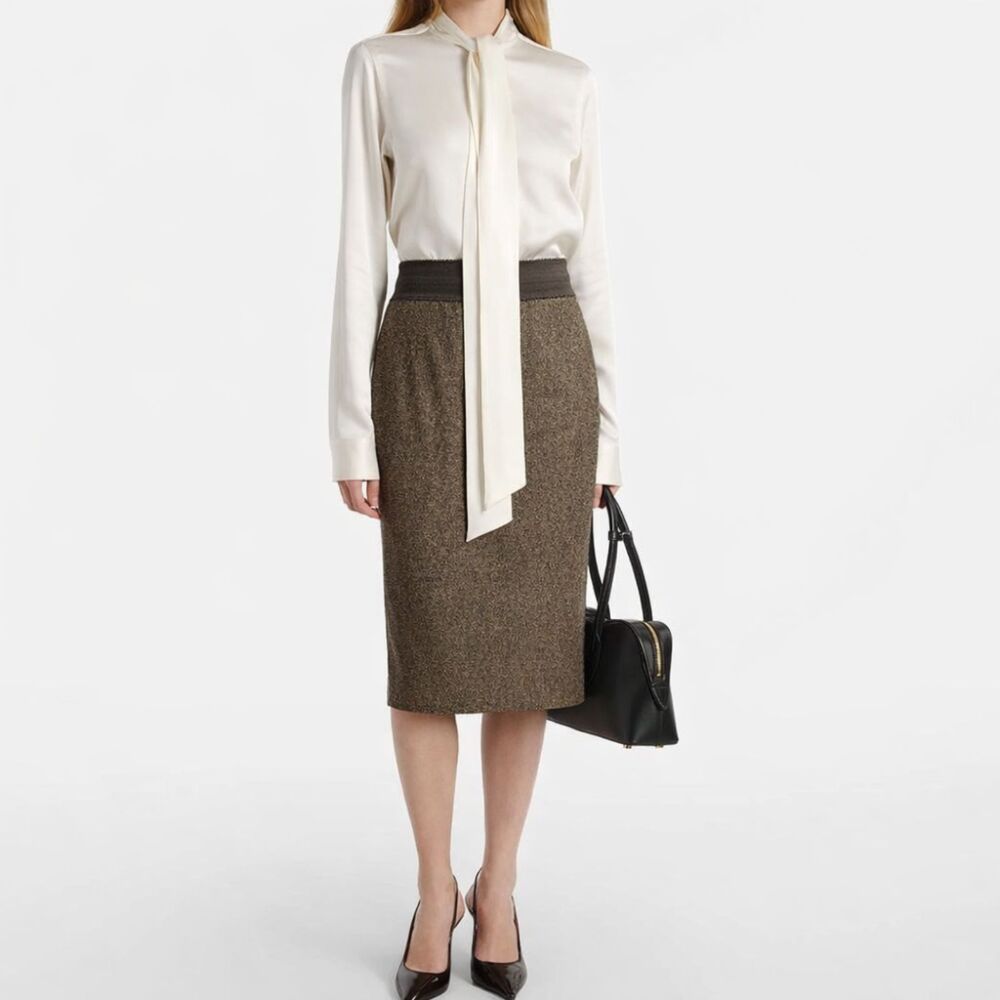 Stella McCartney Tweed Green Wool Blend Pencil Skirt | EU Size 44 | EUC